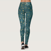 Leggings Motif étoile céleste de nuit profonde turquoise (Dos)