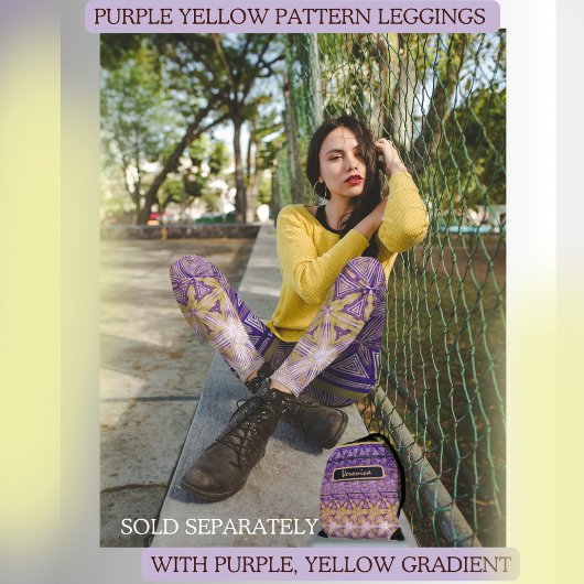 Leggings Motif étoile jaune violet
