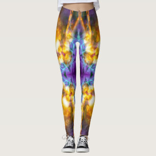 Leggings Motif étoile kaléidoscope jaune et violet