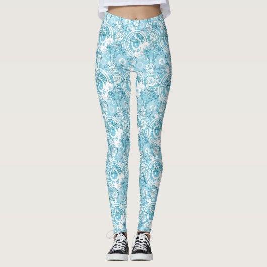 Leggings motif exotique d'océan (Devant)