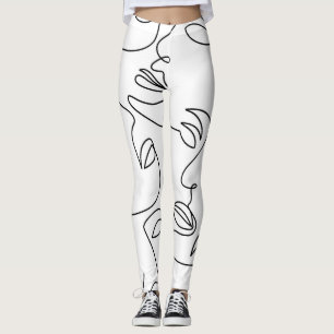 Leggings Motif face Abstrait d'une ligne