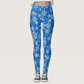 Leggings Motif Festive de Fête bleu blanc flocon  (Devant)