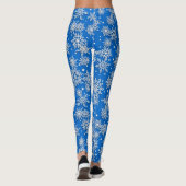 Leggings Motif Festive de Fête bleu blanc flocon  (Dos)