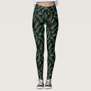 Leggings Motif feuille 10.bw Black BG