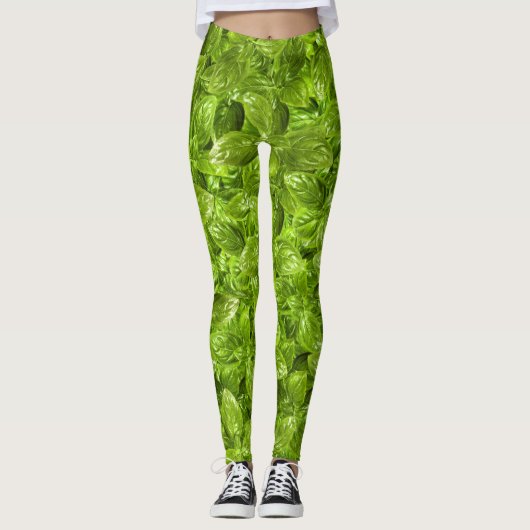 Leggings Motif Feuille Basil (Devant)