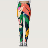 Leggings Motif feuille coloré, dynamique (Devant)