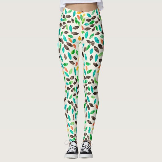 Leggings Motif Feuille d'aquarelle d'automne (Devant)