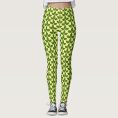 Leggings Motif Feuille de Green Laurel moderne sur Jaune (Devant)