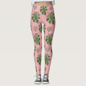 Leggings Motif Feuille de la Monstère Botanique Rose Tropic (Devant)