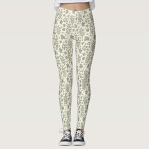 Motif Feuille déchiré vert sur crème