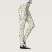 Leggings Motif Feuille déchiré vert sur crème (Droite)
