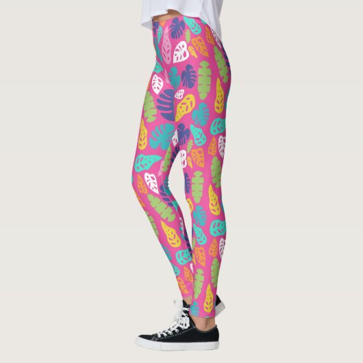 Leggings Motif Feuille d'été de couleur vive (Gauche)
