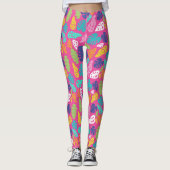 Leggings Motif Feuille d'été de couleur vive (Devant)