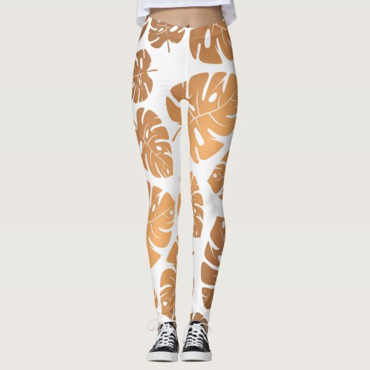 Leggings Motif Feuille d'or (Devant)