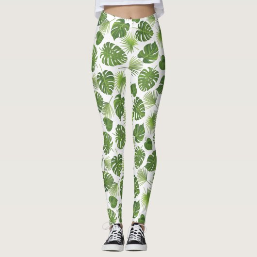 Leggings Motif Feuille élégant Green Tropical (Devant)