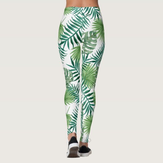 Leggings Motif Feuille exotique vert (Dos)