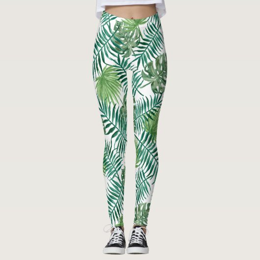 Leggings Motif Feuille exotique vert (Devant)