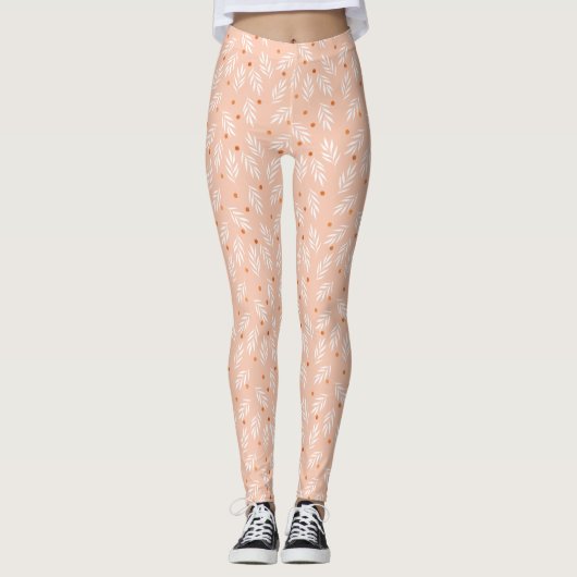 Leggings Motif Feuille moderne Apricot rose (Devant)