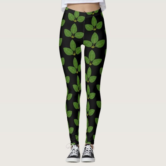 Leggings Motif Feuille moderne Green Laurel (Devant)