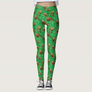 Leggings Motif Feuille Red Panda & Bamboo