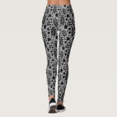 Leggings Motif Feuille tombé noir sur gris (Dos)