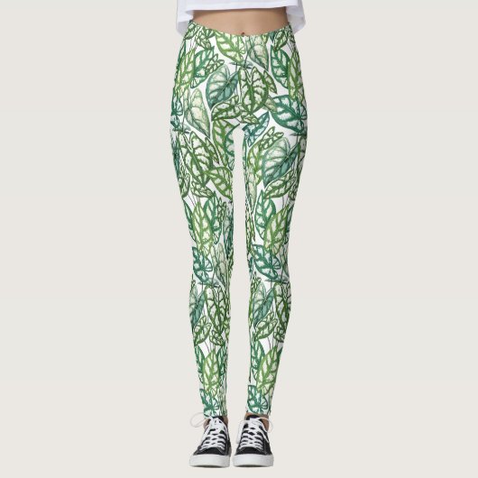 Leggings Motif Feuille vert tropical (Devant)