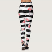 Leggings motif flamand rose et rayures noir et blanc (Dos)