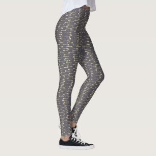Leggings motif fléché bohème minimaliste bleu et jaune