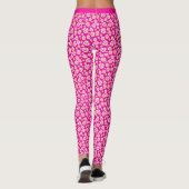 Leggings Motif Fleur Faisy Sur Arrière - plan Hot Pink tend (Dos)
