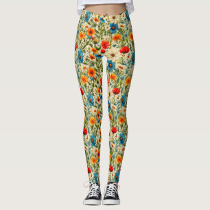 Leggings Motif Fleur sauvage coloré