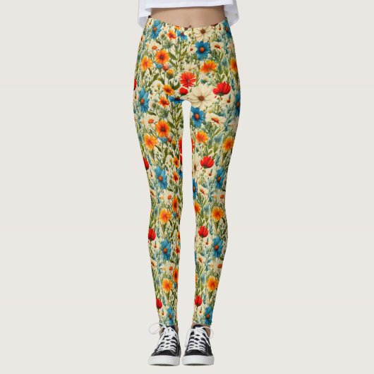 Leggings Motif Fleur sauvage coloré (Devant)