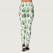 Leggings Motif fleurissant de cactus d'aquarelle mignonne (Dos)
