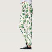 Leggings Motif fleurissant de cactus d'aquarelle mignonne (Gauche)