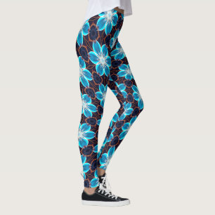 Leggings Motif Fleurs bleues Abstraites