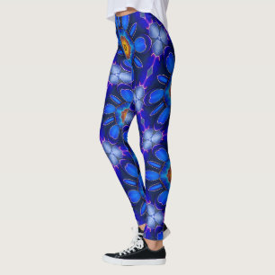 Leggings Motif Fleurs bleues Abstraites