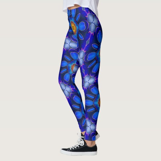 Leggings Motif Fleurs bleues Abstraites (Gauche)