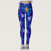 Leggings Motif Fleurs bleues Abstraites (Devant)