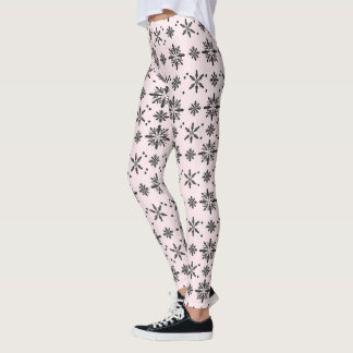 Leggings Motif Flocons de Neige Crème Bleu Vacances de Noël