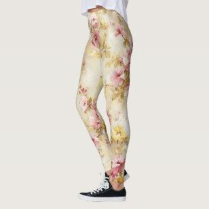 Leggings Motif floral à l'aquarelle vintage