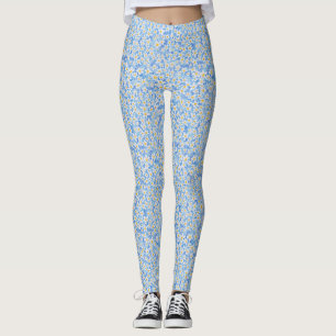 Leggings Motif floral à marguerite bleue