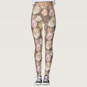 Leggings Motif floral asphaltique bohème rustique