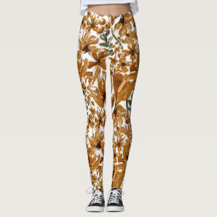 Leggings Motif Floral Automnal Rustique