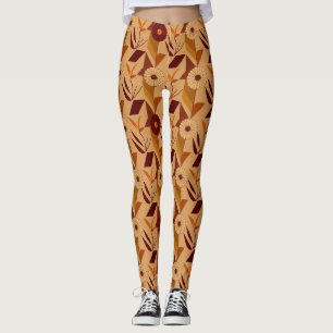Leggings Motif Floral Automnal Scandinave