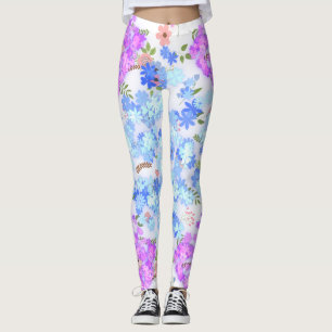 Leggings motif floral aux teintes pastel 