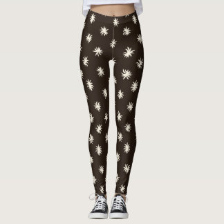 Leggings Motif floral bio étincelant noir et blanc