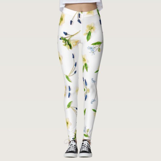 Leggings Motif floral blanc cassé été (Devant)