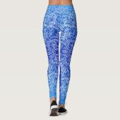 Leggings Motif Floral blanc imprimé sur bleu (Dos)