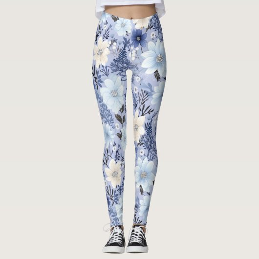 Leggings Motif floral bleu clair (Devant)