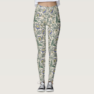 Leggings Motif floral bleu, jaune et blanc transparent