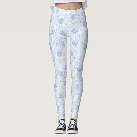 Leggings Motif Floral Blue Rose (Devant)
